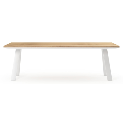 Cesano tuintafel rechthoekig in wit aluminium en teak - L 240 x B 100 x H 75 cm