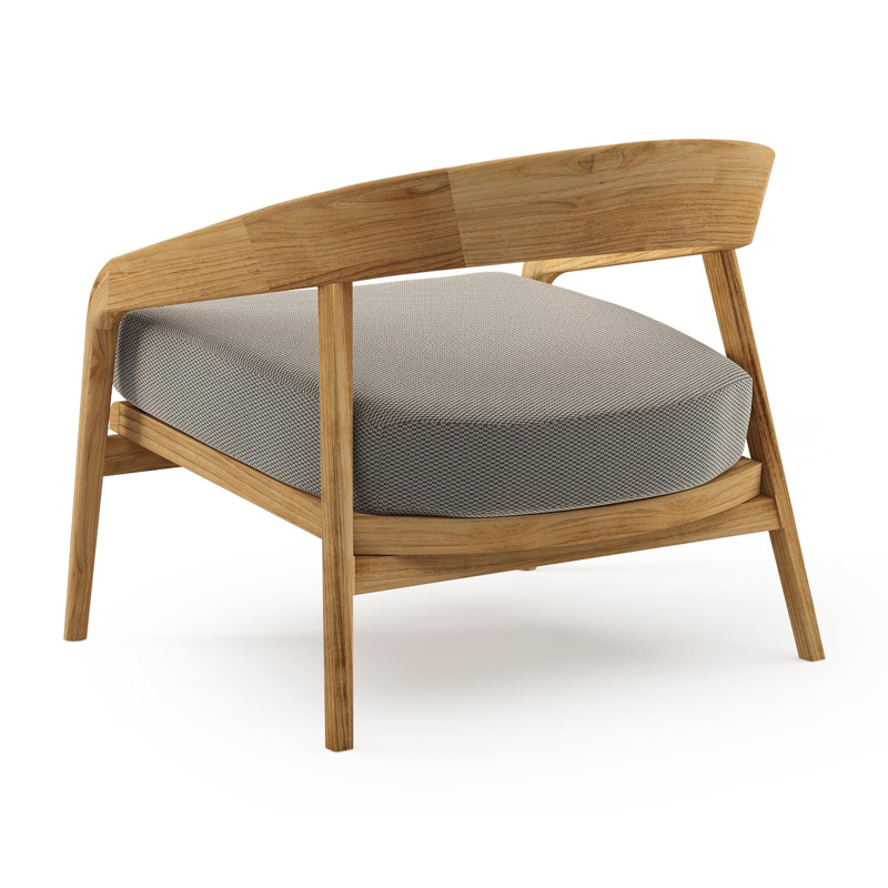 Lacrima loungestoel in teak met lopi charcoal all weather Sunbrella® luxe kussen