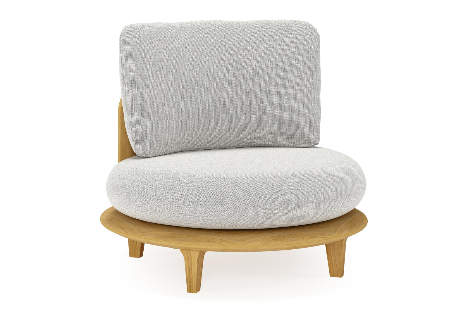 Bomero loungestoel in teak met savane nimbus all weather sunbrella® luxe kussen