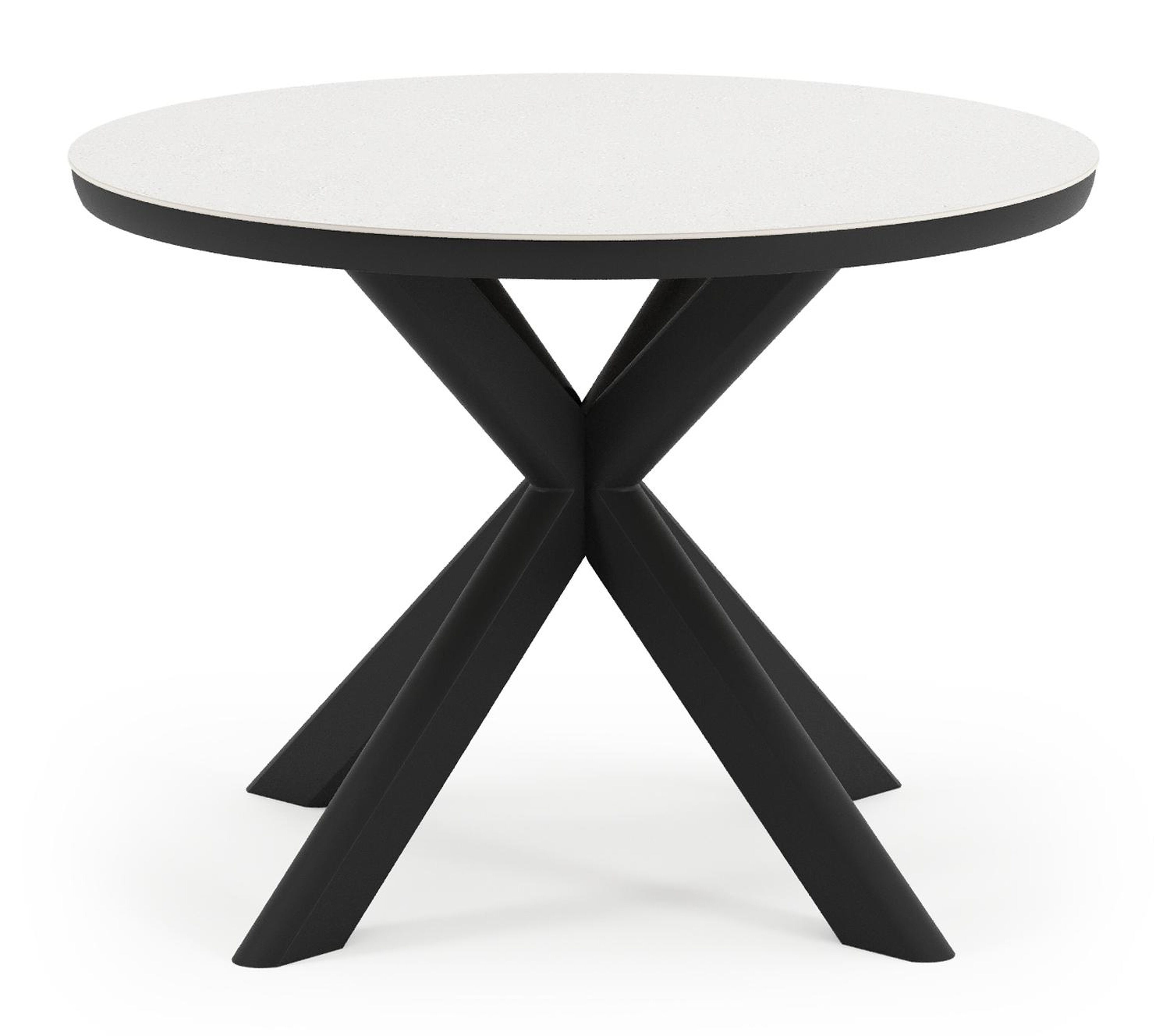 Pamplona tuinset in zwart aluminium en topo minerale sintered stone met 4 Gerona tuinstoelen