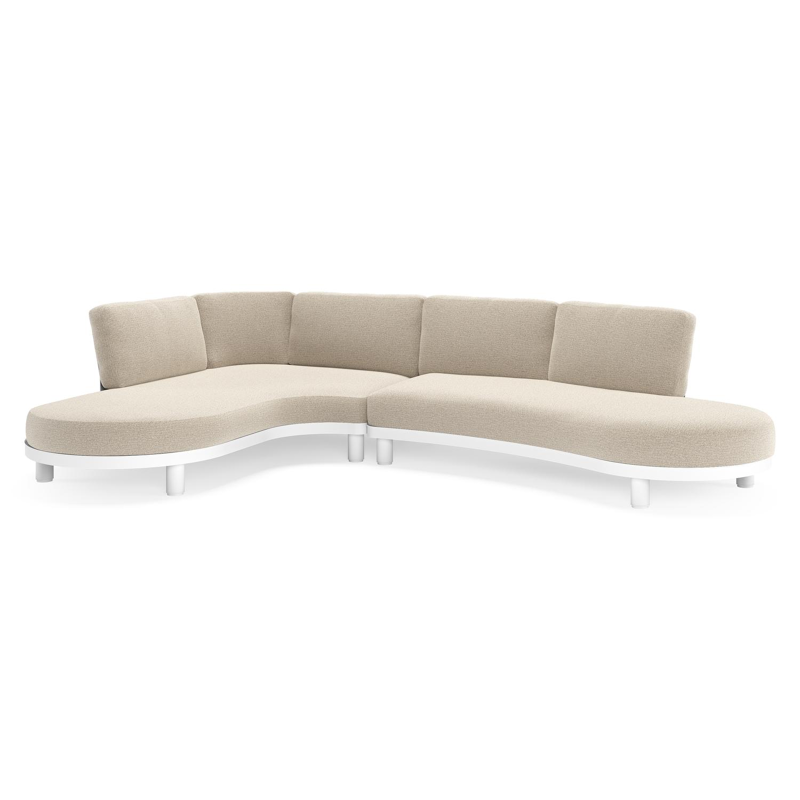 Donato loungehoek in wit aluminium met All Weather Cosytica Catania Sand kussen