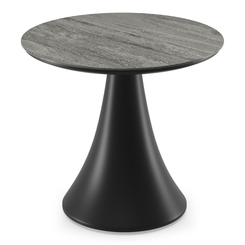 Fano low dining loungetafel in zwart aluminium en volkeramiek aspen grey - Dia. 65 x H 55 cm