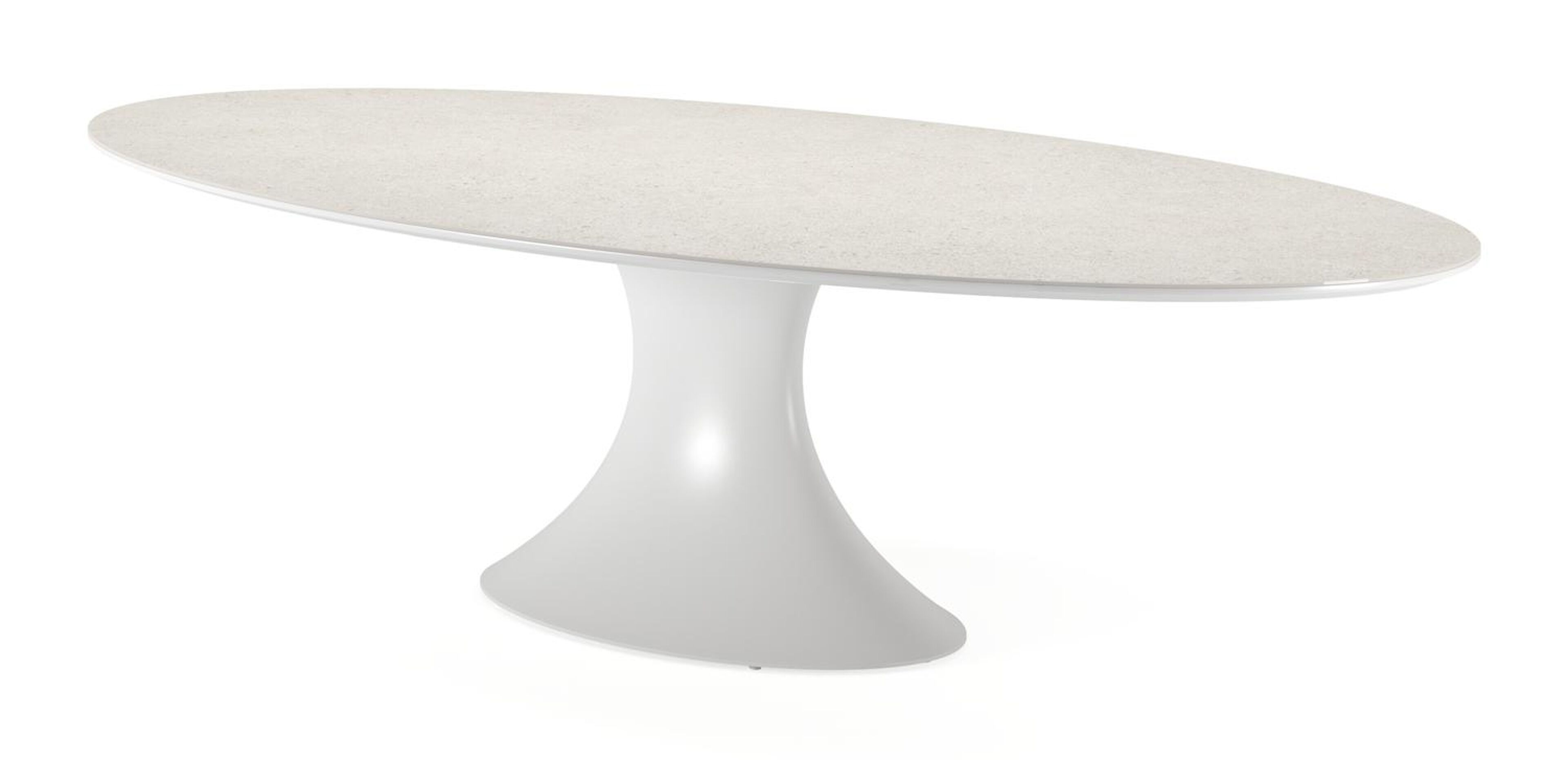 Table de jardin Fano ovale en aluminium blanc et céramique pleine shilin - Lg. 290 x Lrg. 148 x Haut. 75 cm