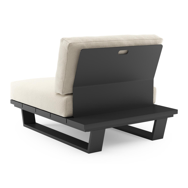 Pagino loungestoel in zwart aluminium met althea off white all weather cosytica kussen