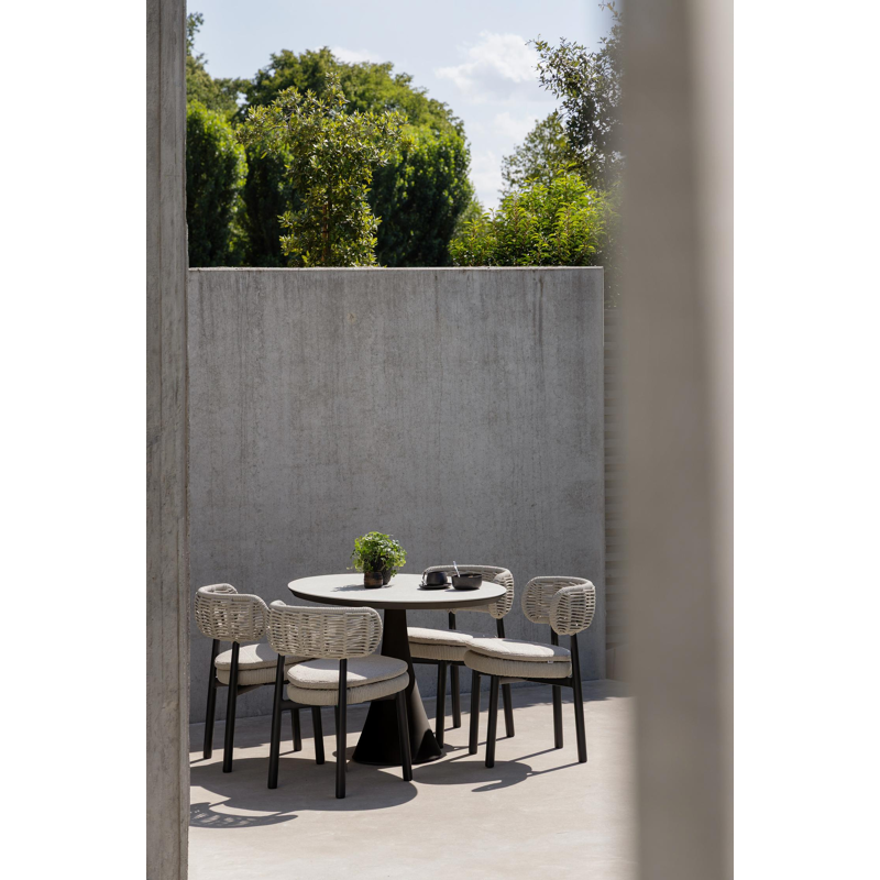 Table de jardin Fano oval en aluminium noir et céramique pleine Shilin - Lg. 140 x Lrg. 80 x Haut. 75 cm