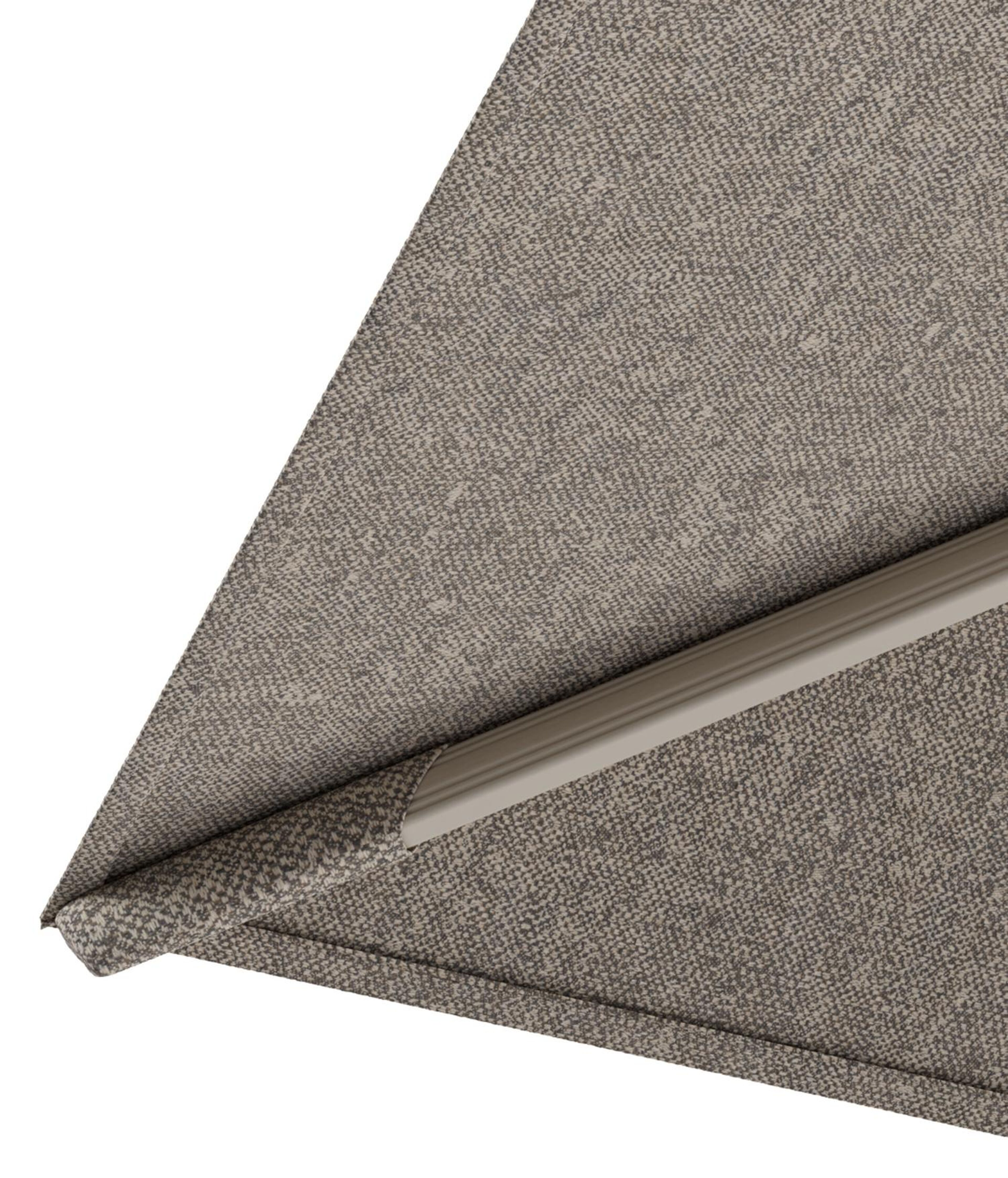 Rufina zweefparasol met tiltfunctie in beige aluminium en Chartres Pewter All Weather Sunbrella® Luxe parasoldoek - L1 400 x L2 300 cm met parasolvoet Minore 150 kg met wielen