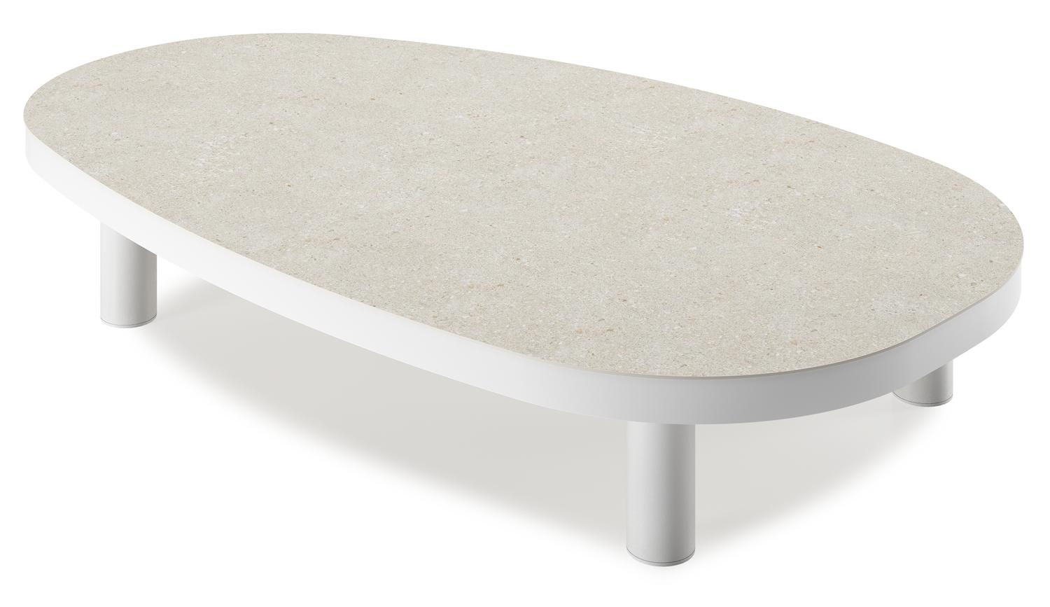 Donato loungetafel in wit aluminium en shilin volkeramiek - L 151 x B 90 x H 25 cm