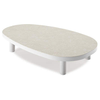 Donato loungetafel in wit aluminium en shilin volkeramiek - L 151 x B 90 x H 25 cm