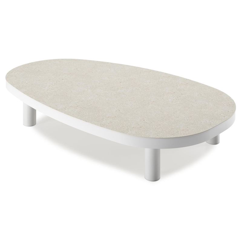 Donato loungetafel in wit aluminium en shilin volkeramiek - L 151 x B 90 x H 25 cm