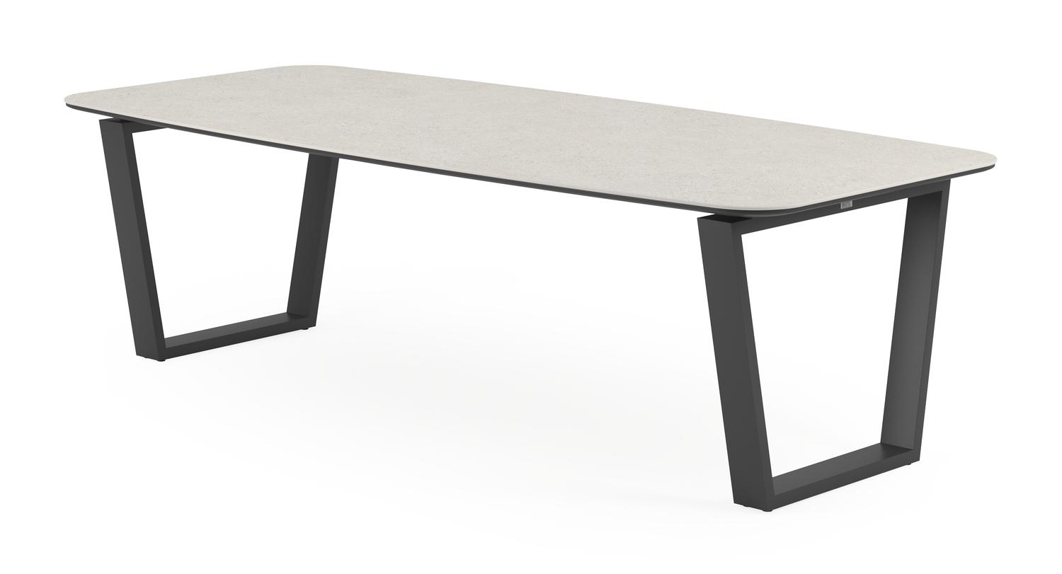 Table de jardin Pagino en aluminium noir et céramique pleine shilin - Lg 255 x Larg. 115 x H 74 cm