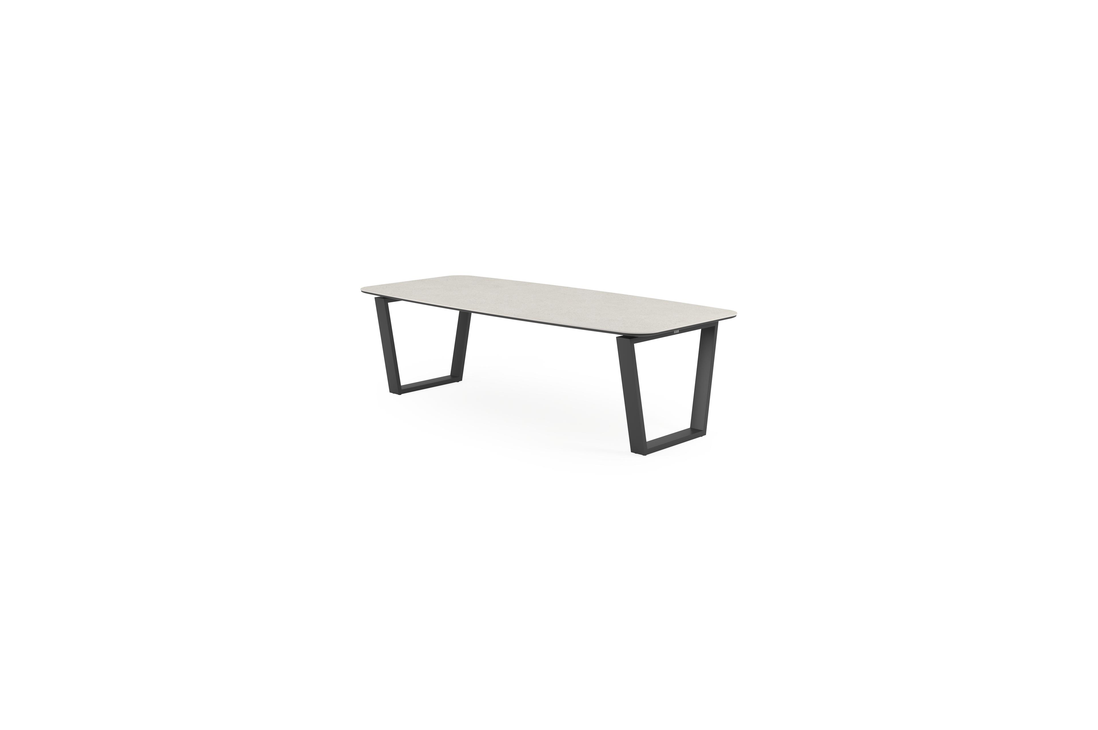 Table de jardin Pagino en aluminium noir et céramique pleine shilin - Lg 255 x Larg. 115 x H 74 cm