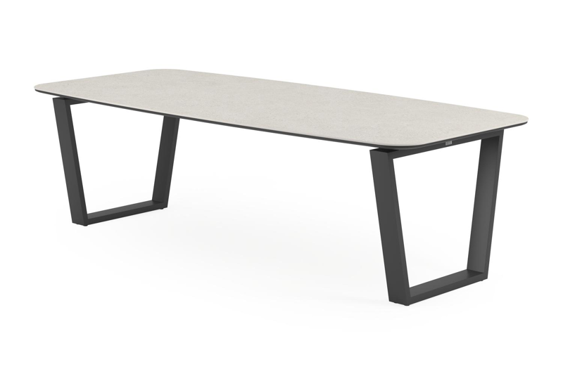 Pagino tuintafel in zwart aluminium en volkeramiek shilin - L 255 x B 115 x H 74 cm