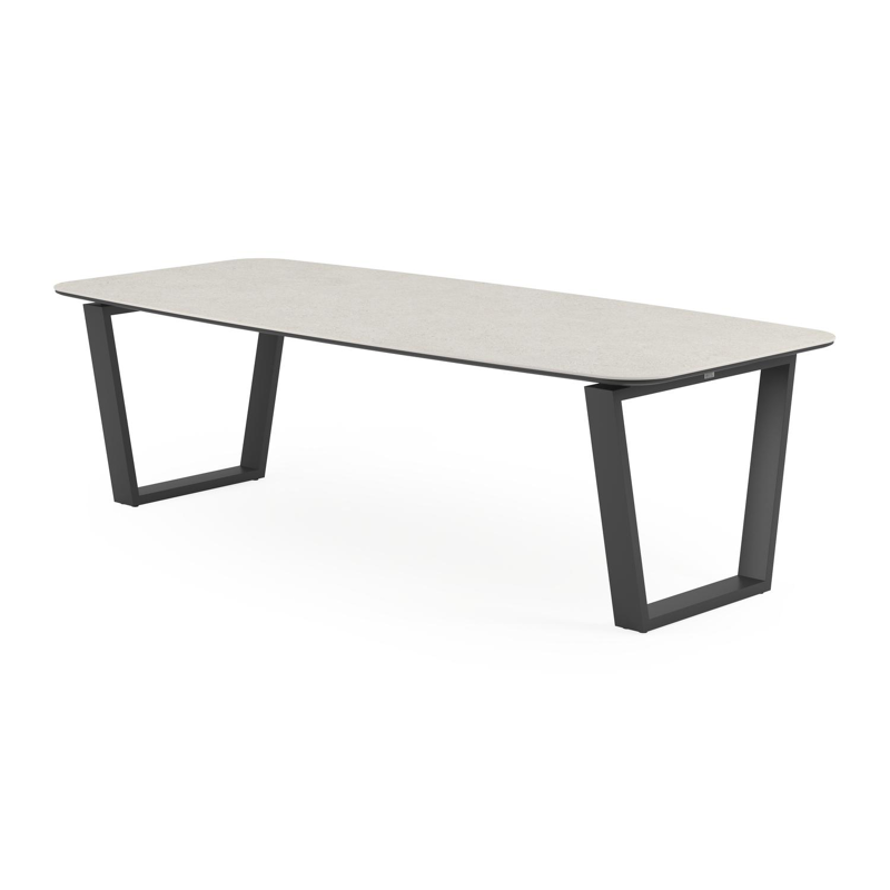Pagino tuintafel in zwart aluminium en volkeramiek shilin - L 255 x B 115 x H 74 cm
