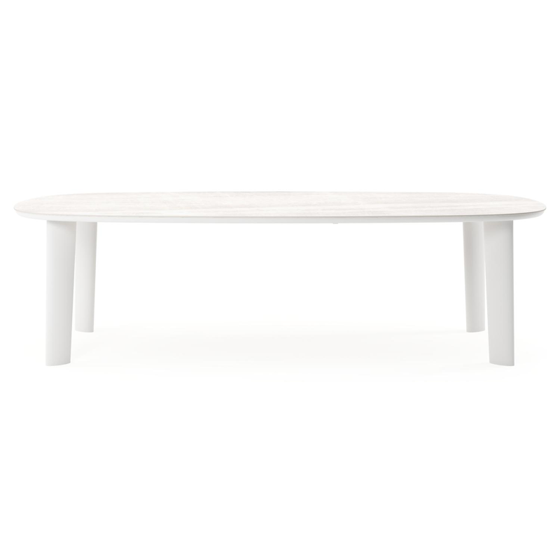 Table de jardin Amico bombo xl en aluminium blanc et céramique pleine Taj Mahal - Lg. 270 x Lrg. 148 x Haut. 73.5 cm