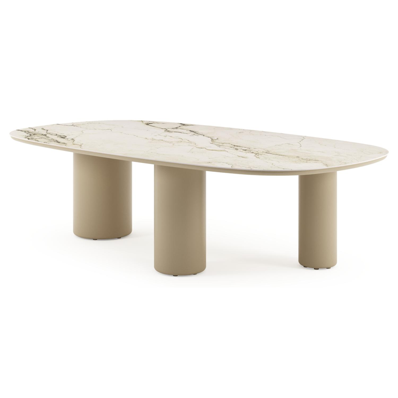Amico tuintafel bombo xl in beige aluminium en volkeramiek Colorado Dunes - L 270 x B 148 x H 73.5 cm