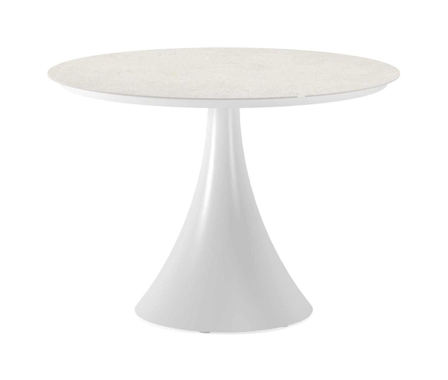 Fano tuintafel in wit aluminium en volkeramiek shilin - Dia. 110 x H 75 cm