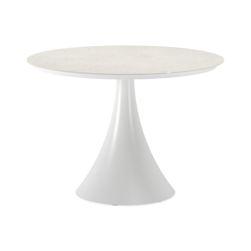 Fano tuintafel in wit aluminium en volkeramiek shilin - Dia. 110 x H 75 cm