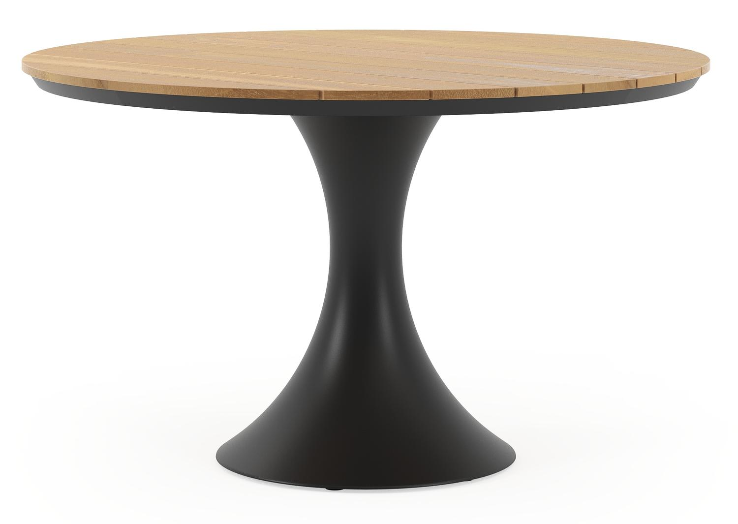 Fano tuintafel in zwart aluminium en teak - Dia. 130 x H 75 cm