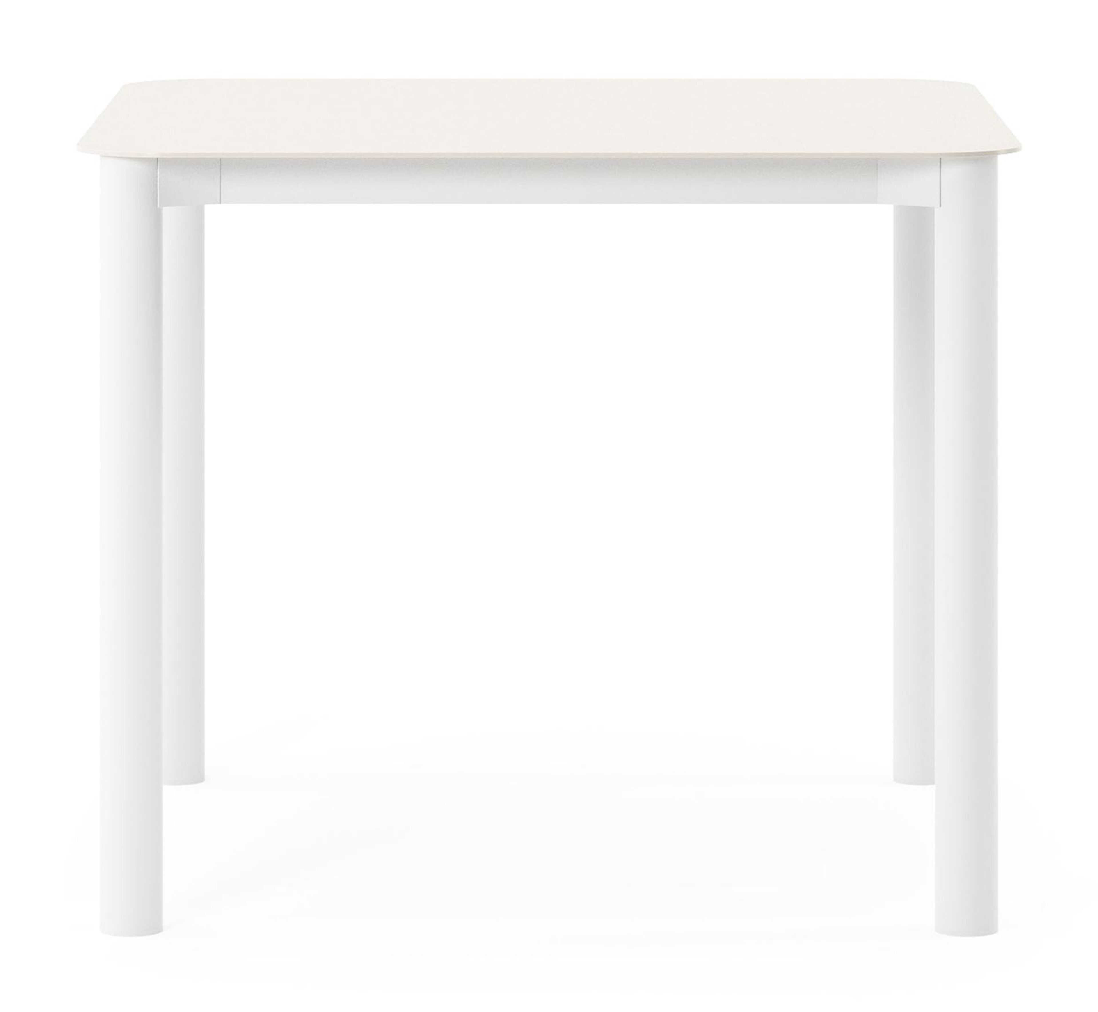 Orso tuintafel afgerond vierkant in wit aluminium en volkeramiek beige - L 90 x B 90 x H 75 cm