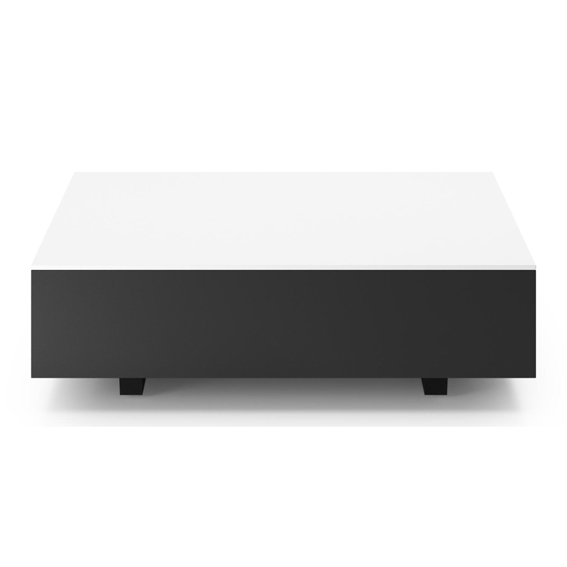 Como loungetafel rechthoekig in zwart aluminium en volkeramiek Arctic White - L 70 x B 80 x H 20 cm