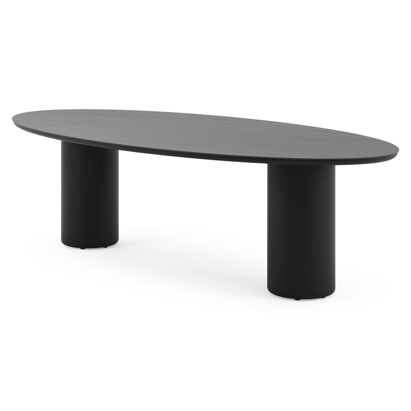 Amico tuintafel ovaal in zwart aluminium en volkeramiek Basalt Black - L 260 x B 125 x H 73.5 cm
