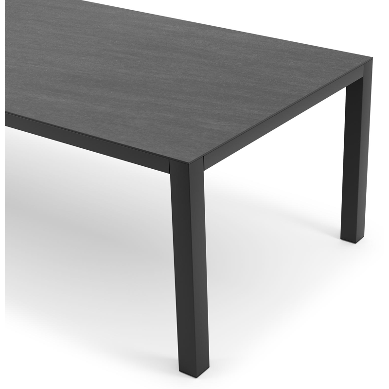 Table de jardin Como en aluminium noir et céramique pleine basalt black - Lg 280 x Larg. 110 x H 75 cm