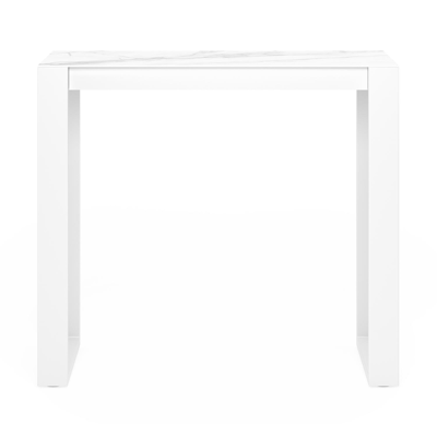 Verato bartafel in wit aluminium en volkeramiek calacatta - L 120 x B 70 x H 106 cm