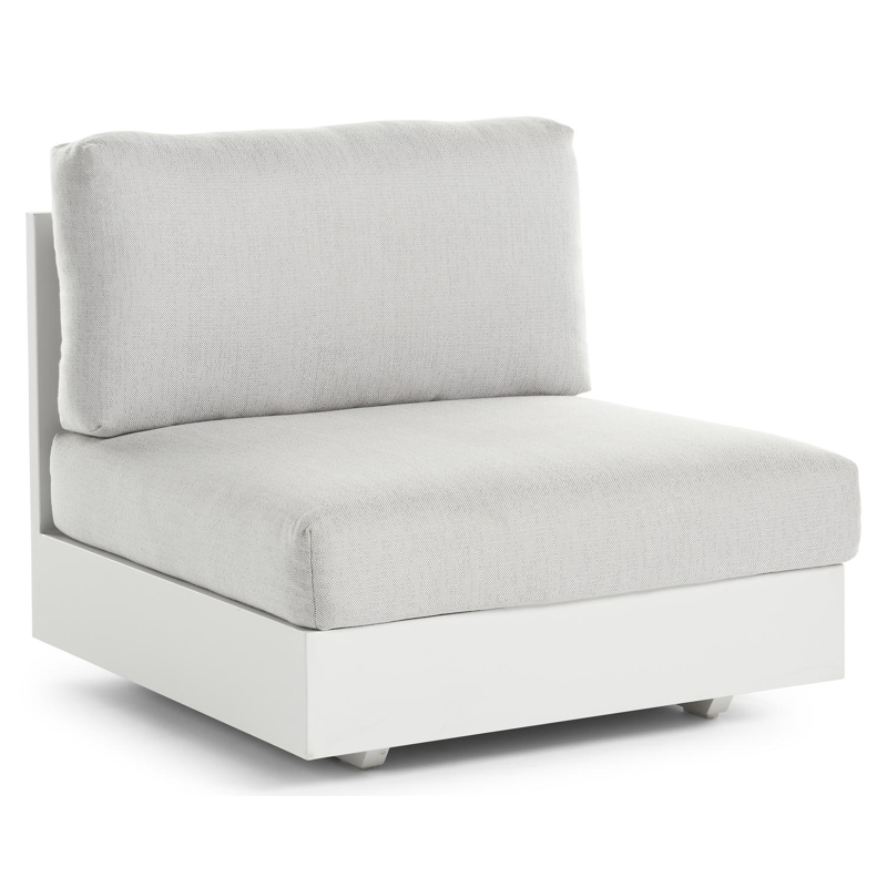 Como loungestoel 1-zit in wit aluminium met savane whisper all weather sunbrella® luxe kussen