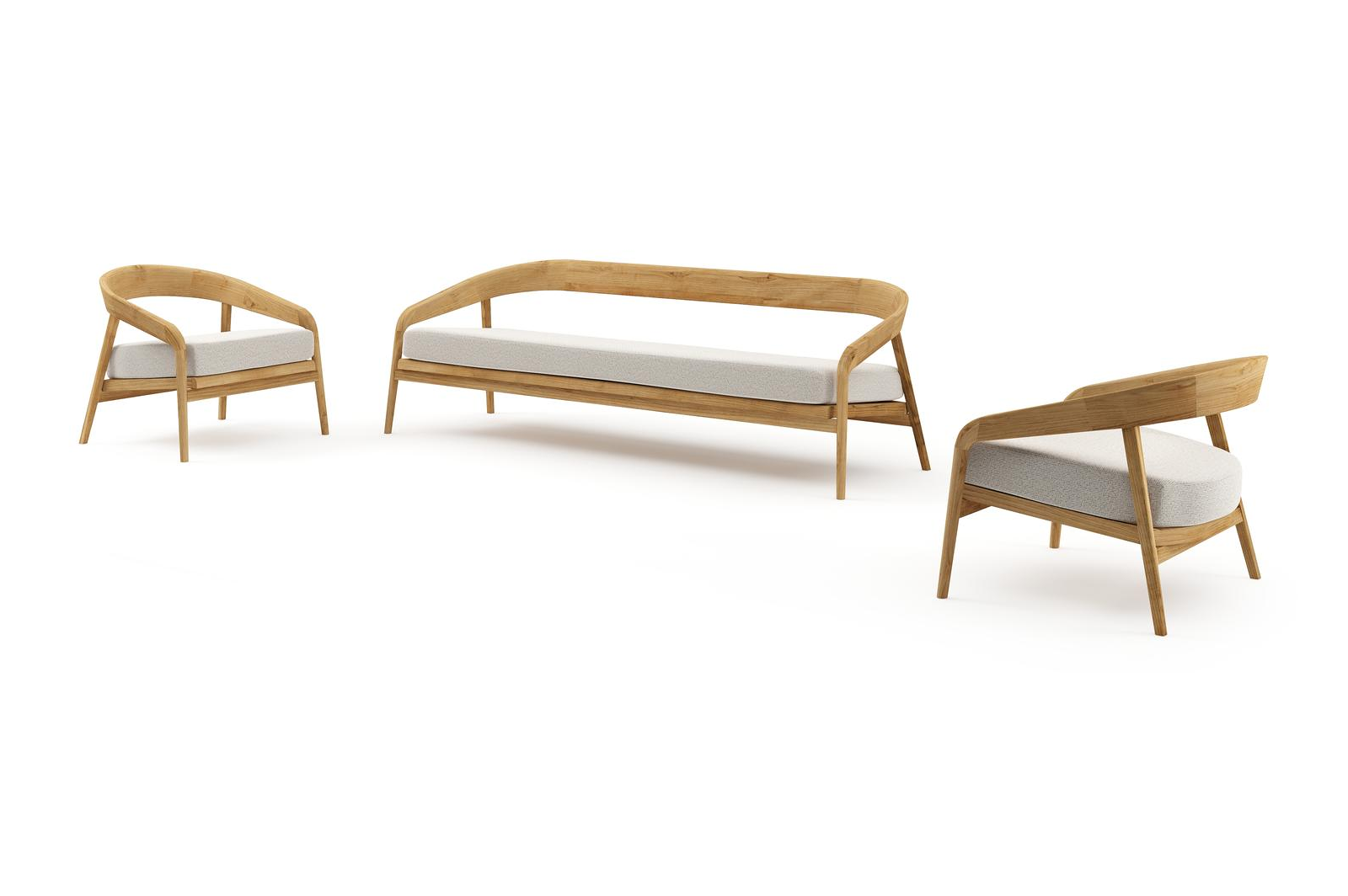 Lacrima loungeset in teak met firenze natural all weather Solica kussen