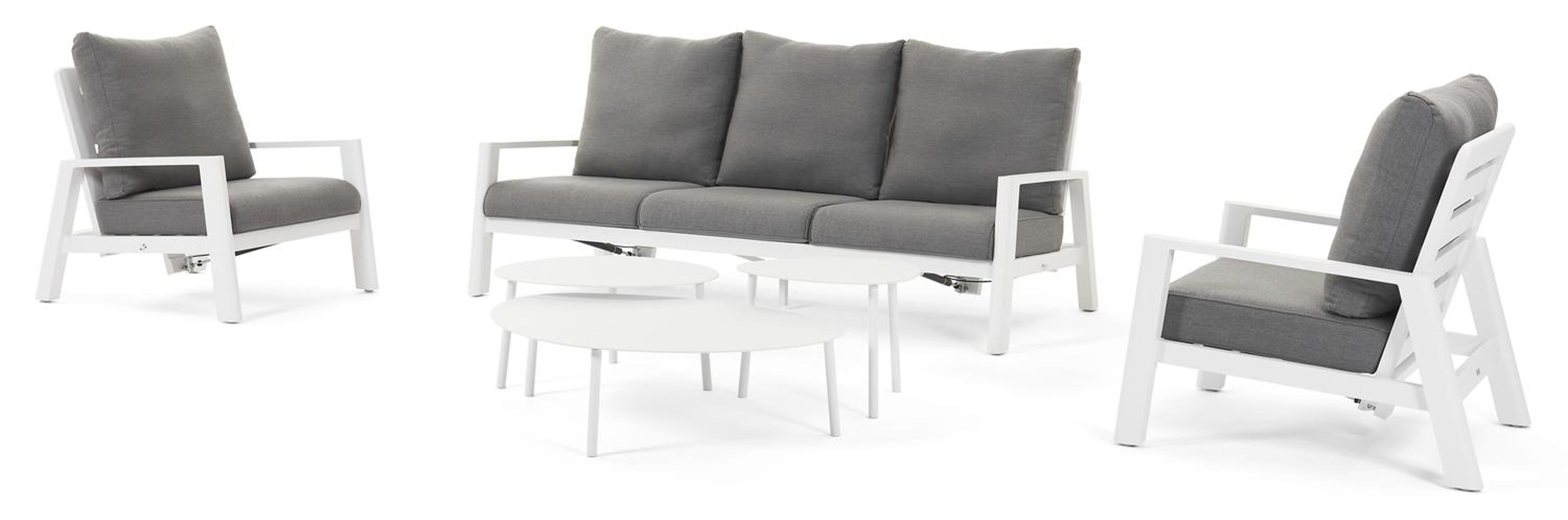 Cirello lounge 1-zit in wit aluminium
