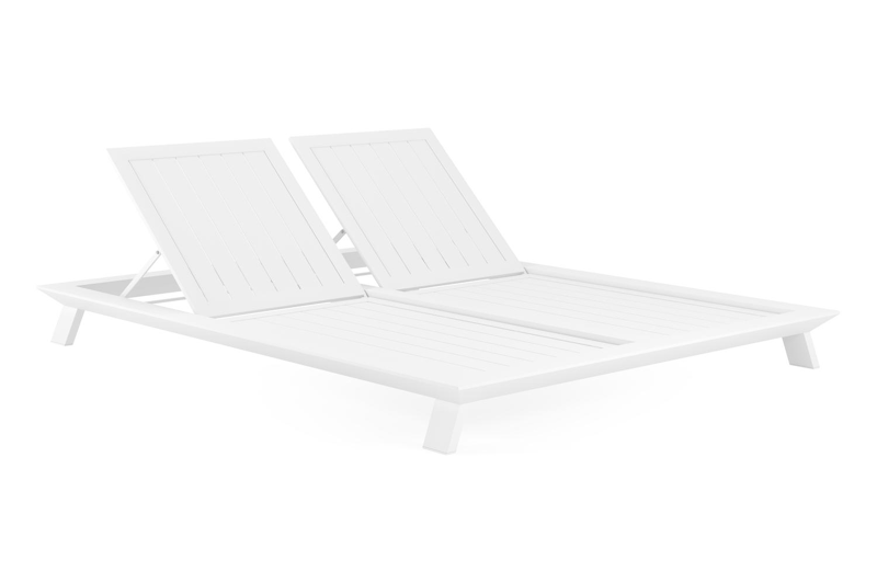 Cesano verstelbaar dubbel ligbed in wit aluminium met chartres pewter all weather sunbrella® luxe kussens