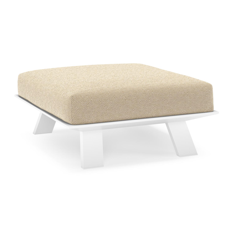 Cesano poef in wit aluminium met althea camel all weather Cosytica kussen