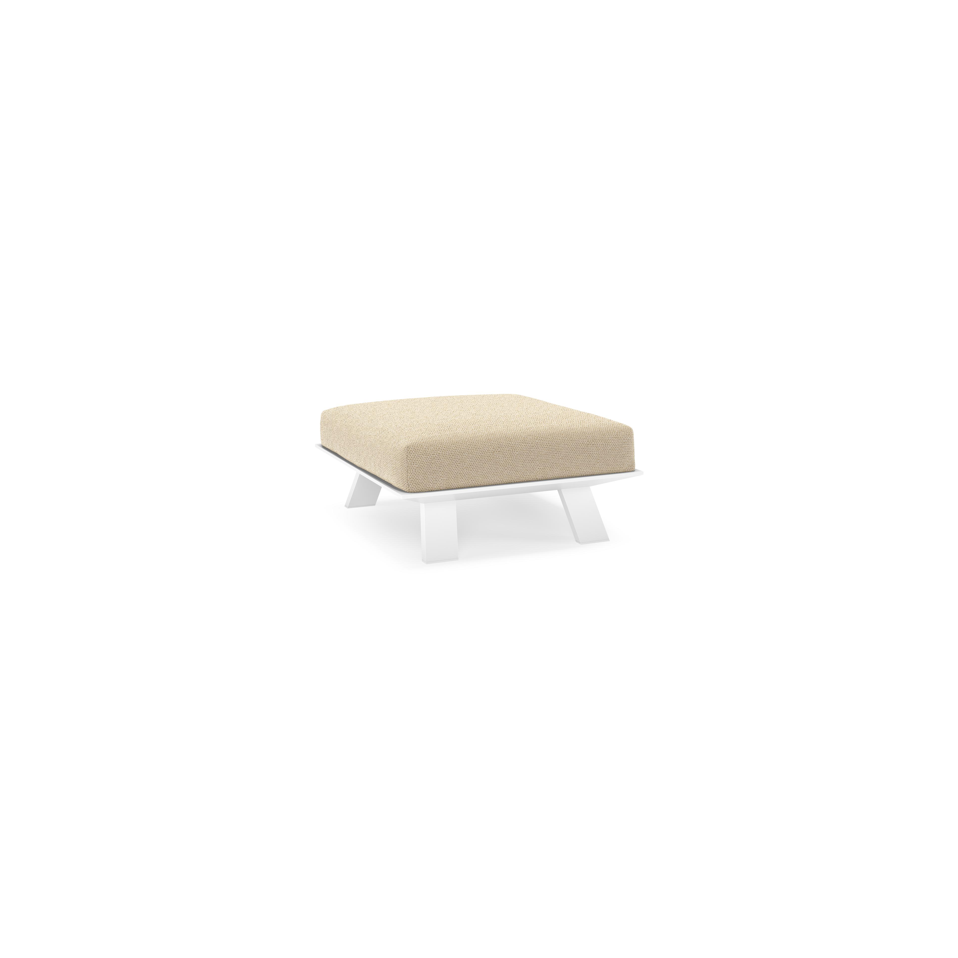 Pouf Cesano en aluminium blanc et coussin en All Weather Cosytica althea camel