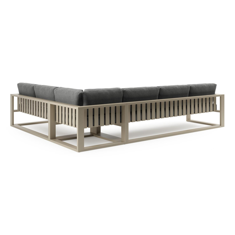 Salon de jardin d'angle Verato en aluminium beige et coussins en all weather cosytica catania black