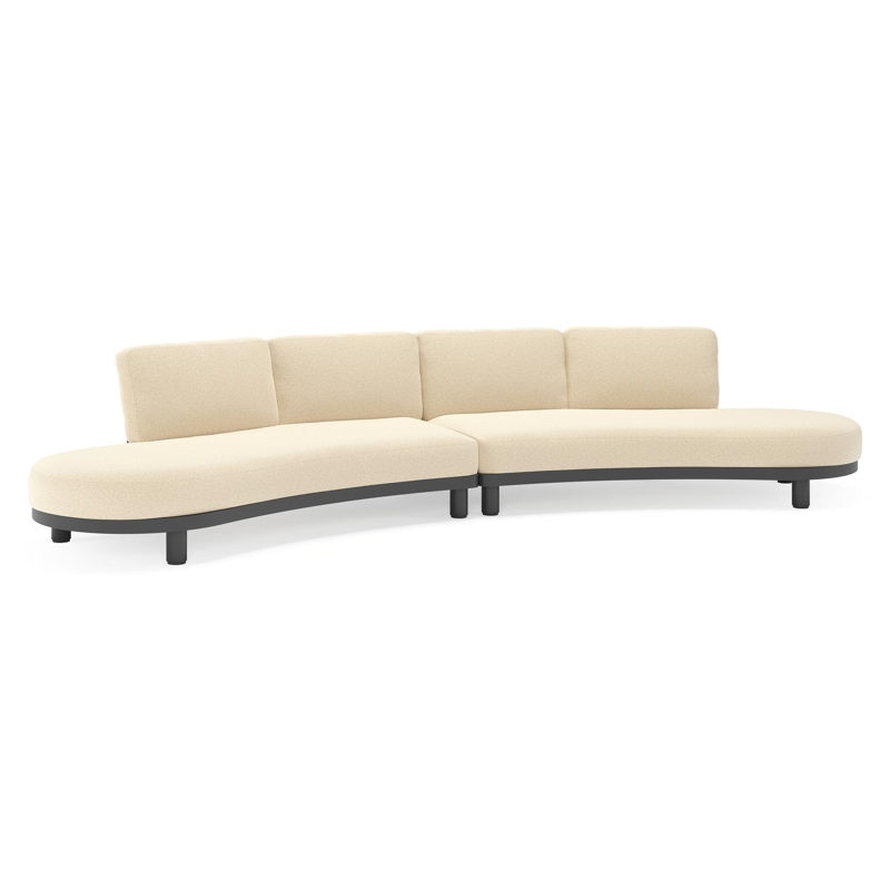 Donato loungebank in zwart aluminium met all weather solica Soul Papyrus kussen