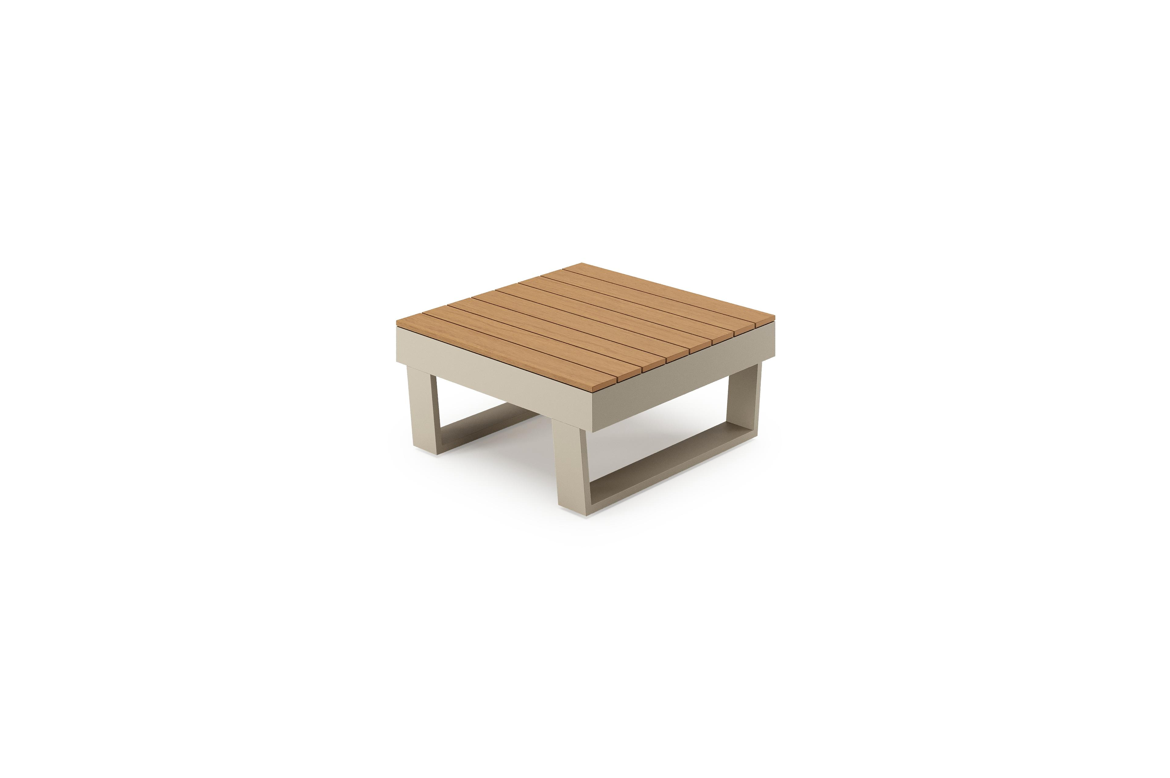 Alora loungetafel in beige aluminium en polywood - L 77 x B 77 x H 35 cm