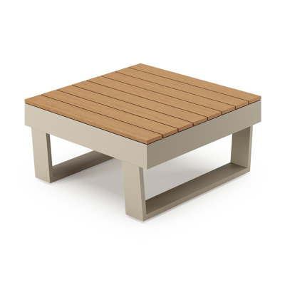 Alora loungetafel in beige aluminium en polywood - L 77 x B 77 x H 35 cm
