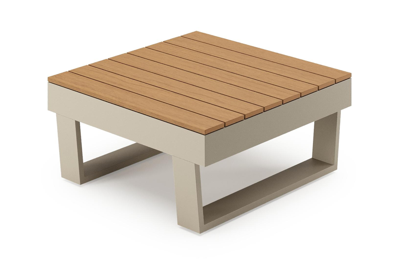 Alora loungetafel in beige aluminium en polywood - L 77 x B 77 x H 35 cm