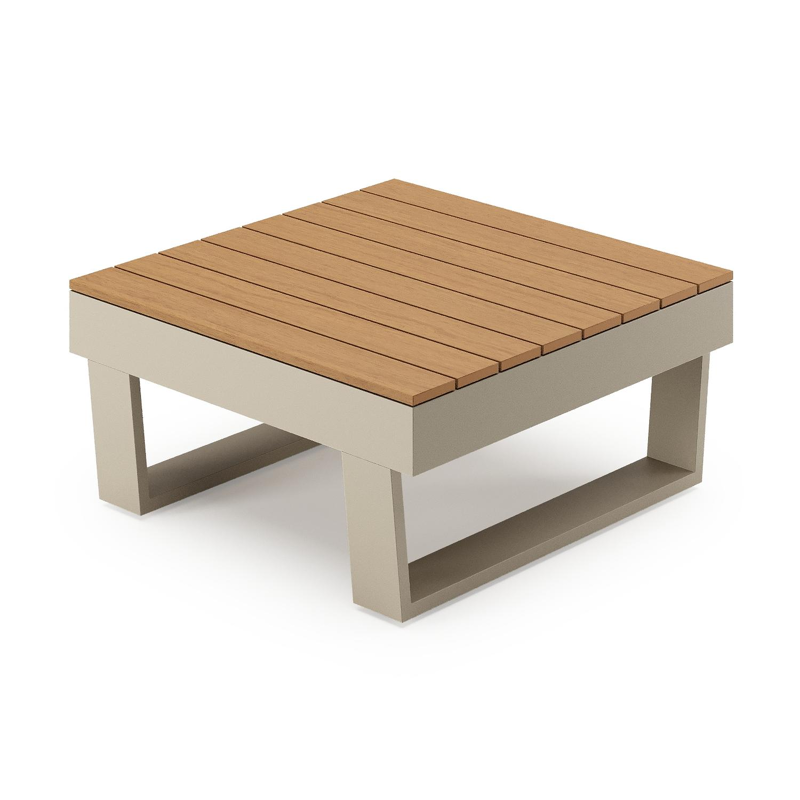 Alora loungetafel in beige aluminium en polywood - L 77 x B 77 x H 35 cm