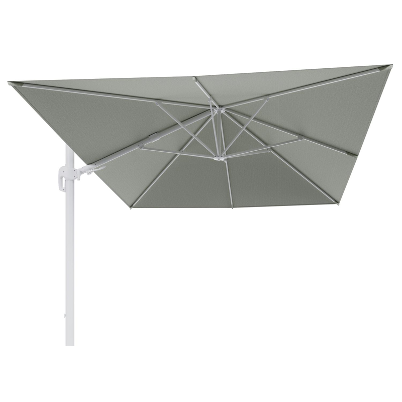 Rufina zweefparasol tiltfunctie in wit aluminium en parasoldoek in All Weather Sunbrella® Luxe Slow Spirea - L1 400 x L2 300 cm (zonder voet) (zonder voet)