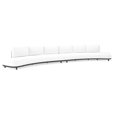 Canapé de jardin Lomano en aluminium noir et corde luxe plate tissée verticalement beige et coussins en all weather solica Ego Birch