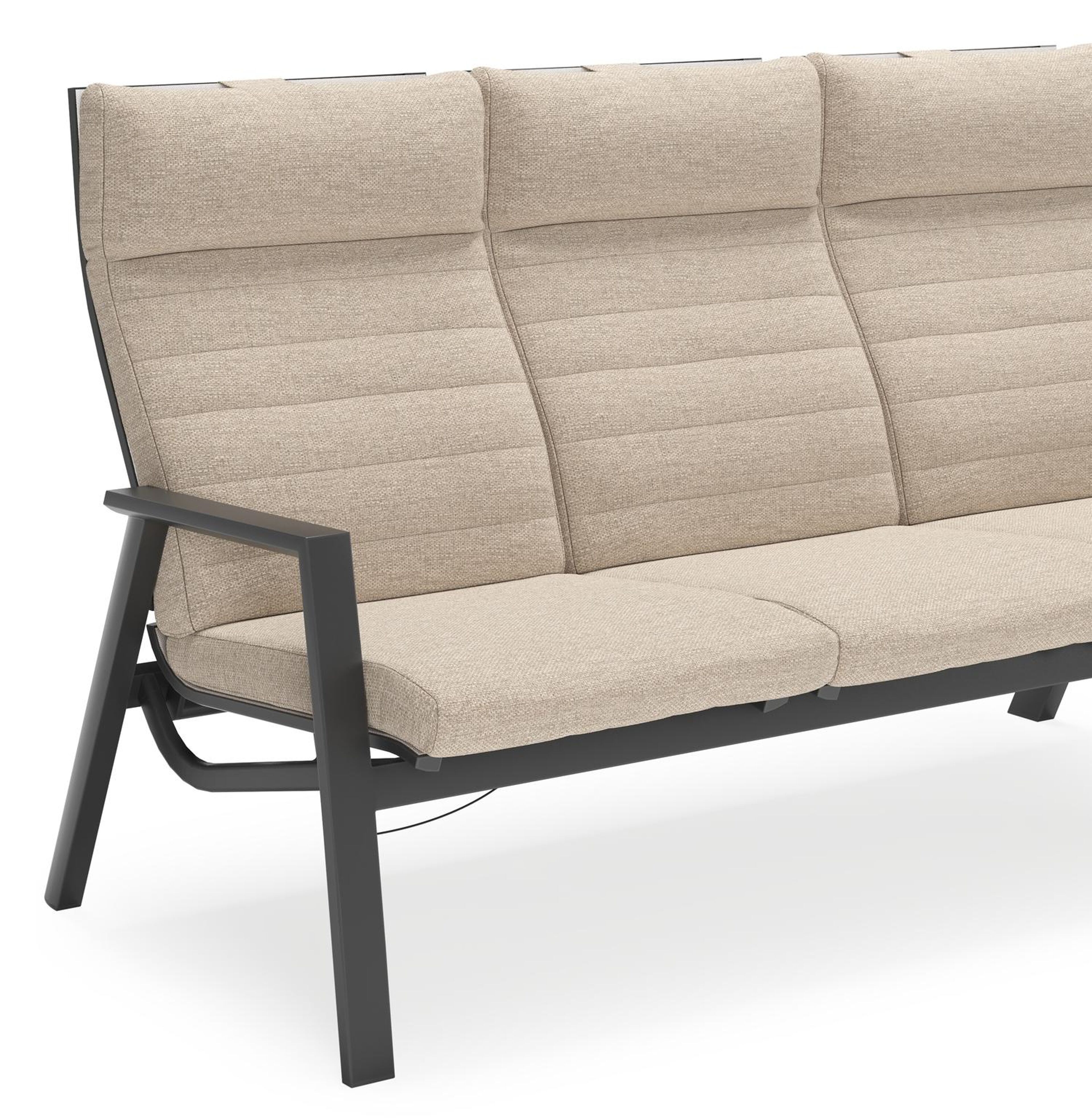 Prato loungeset in zwart aluminium met Rustic Weather+ Softtouch kussen