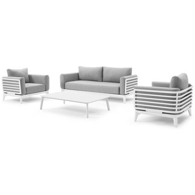 Mosa loungeset in wit aluminium met grijs weather+ softtouch kussens