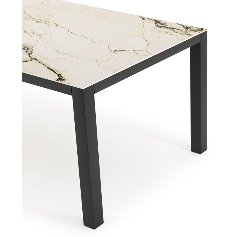Como tuintafel rechthoekig in zwart aluminium en volkeramiek colorado dunes - L 200 x B 100 x H 75 cm