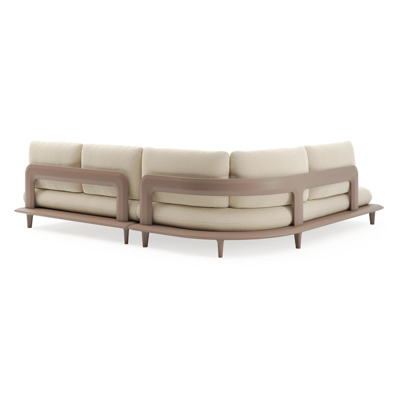 Bomero loungehoek in taupe aluminium met soul papyrus all weather solica kussen