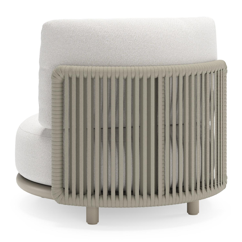 Lomano loungestoel in beige aluminium en beige verticaal geweven luxe vlakke rope met Soul Optik all weather solica