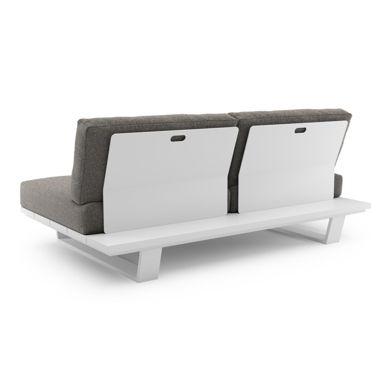 Pagino loungebank in wit aluminium met chartres drizzle all weather sunbrella® luxe kussen