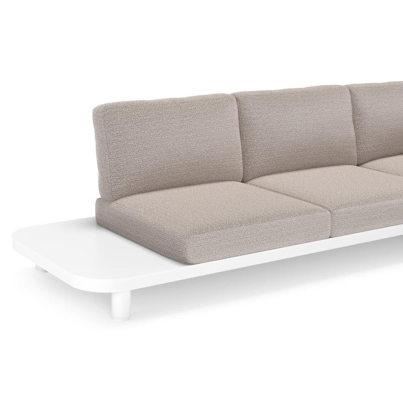 Donato loungehoek in wit aluminium met all weather sunbrella® luxe Wander Granite kussen