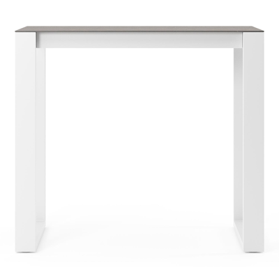 Table de bar Verato en aluminium blanc et céramique pleine Wulong - Lg. 120 x Lrg. 70 x Haut. 105 cm