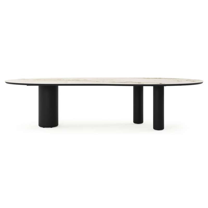 Table de jardin Amico organique en aluminium noir et céramique pleine Colorado Dunes - Lg. 320 x Lrg. 120 x Haut. 73.5 cm
